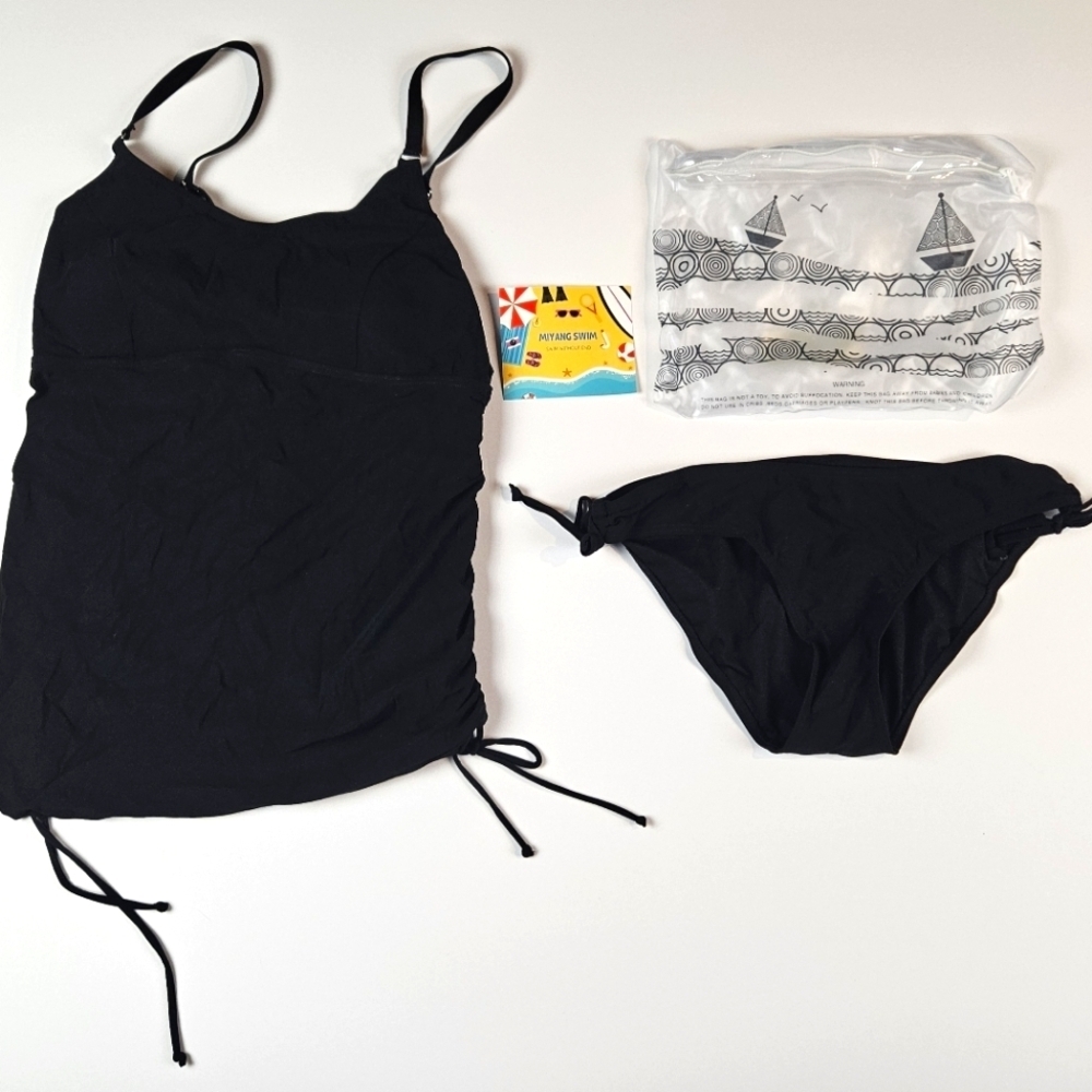 Miyang Black 2 Piece Halter Top Swimsuit In A Bag Sz‎ Med